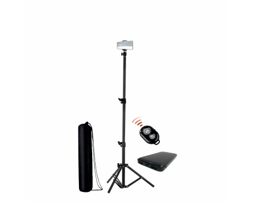 Напольный штатив JBH-85PBKS  с держателем для телефона на шарнире, сумкой для переноски, кнопкой Bluetooth и внешним аккумулятором