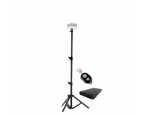 Напольный штатив JBH-85PBK с держателем для телефона на шарнире, кнопкой Bluetooth и внешним аккумулятором