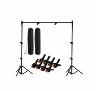 Каркас, высота 2 метра, ширина до 1.8 метра, с прищепками для крепления фотофона, 8 шт, и 2 сумками для переноски