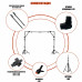 Переносной каркас для фотофона KFUP-280LS на усиленных стойках с креплением на углах против провисания, высота до 2 м и ширина до 2,80 м, с прищепками