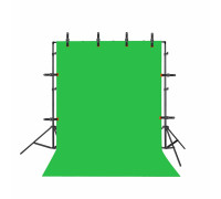 Переносной каркас KFP-270LS на усиленных стойках с фоном хромакей тканевым для фотостудии, 2.5x3 м, и прищепками 8 шт. в комплекте