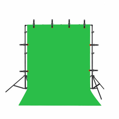 Переносной каркас KFP-270LS на усиленных стойках с фоном хромакей тканевым для фотостудии, 2.5x3 м, и прищепками 8 шт. в комплекте