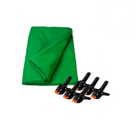 Фон хромакей тканевый для фотостудии 1.8x3 м в комплекте c прищепками 6 шт