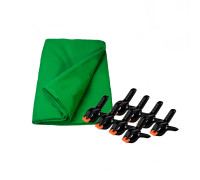 Фон хромакей тканевый для фотостудии 1.8x3 м в комплекте c прищепками 8 шт