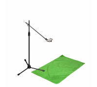 Комплект MLKDT-F051 для горизонтальной съемки сверху: напольный штатив ML с крючком для противовеса, держателем телефона до 85 мм и фон хромакей тканевый, 0.5х1м