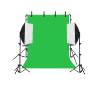 Комплект KF-270ZSB: каркас для фотозоны, фотофон хромакей 2.5x3 м, 8 прищепок и 2 софтбокса со штативом