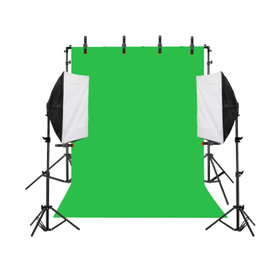 Комплект KF-270ZSB: каркас для фотозоны, фотофон хромакей 2.5x3 м, 8 прищепок и 2 софтбокса со штативом