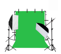 Комплект KF-270ZSB2: каркас для фотозоны, фотофон хромакей 2.5x3 м, 8 прищепок и 2 софтбокса со штативом и на журавле