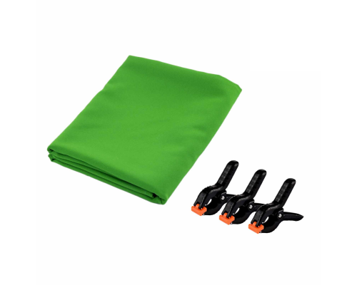 Фотофон хромакей тканевый для фотостудии, плотность 121.1 г/м2, 0.5х1 м, с 3 прищепками