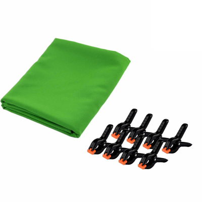 Фотофон хромакей тканевый для фотостудии, 1.5х2 м, с 8 прищепками