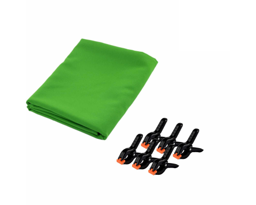 Фотофон хромакей тканевый для фотозоны, плотность 121.1 г/м2, 1.5х3 м, с 6 прищепками