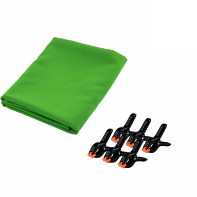 Фотофон хромакей тканевый для фотосессии, плотность 121.1 г/м2, 2х4 м, с 6 прищепками