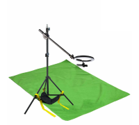 Комплект JKL26-F152U для горизонтальной съемки: напольная стойка JBH с кольцевой лампой 26 см, мешок для противовеса и фон тканевый 1.5х2 м