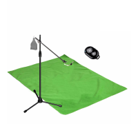 Комплект MLKDT-F152K для горизонтальной съемки сверху: напольный штатив ML с крючком для противовеса, держатель для телефона до 85 мм, фон 1.5х2м и кнопка Bluetooth