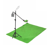 Комплект JKLDT-F152 для горизонтальной съемки сверху: напольная стойка JBH с крючком для противовеса, держатель для телефона до 85 мм и фон 1.5х2 м