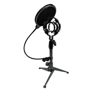 Держатель для микрофона паук P1 пластиковый и поп-фильтр 15,5 см на настольной металлической стойке MF-027-38-P1P