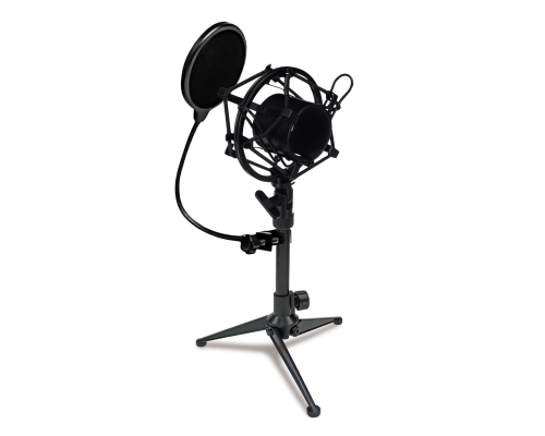 Держатель для микрофона паук P2 пластиковый и поп-фильтр 10 см на настольной металлической стойке MF-027-38-P2F