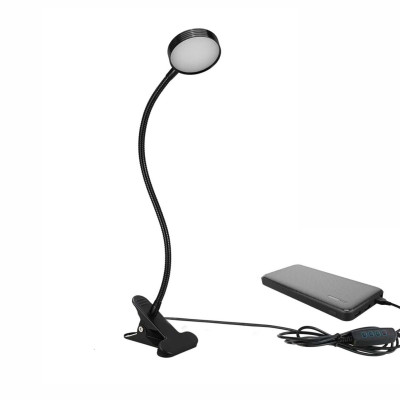 Гибкая настольная автономная лампа SL-09bd-PB на прищепке для горизонтального и вертикального крепления с внешним аккумулятором