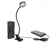 Гибкая настольная автономная лампа SL-09bd-PBК на прищепке c внешним аккумулятором в чехле 5.5"