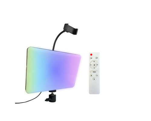Осветитель RGB PM-26GD на пульте управления с регулировкой цвета и яркости, на шарнире, с гибким держателем для телефона