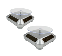 Вращающиеся подставки для товара с электроприводом с солнечной батареей, серебряные, 2 шт