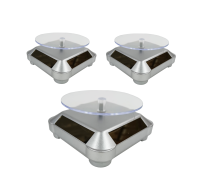 Вращающиеся подставки для товара с электроприводом с солнечной батареей, серебряные, 3 шт