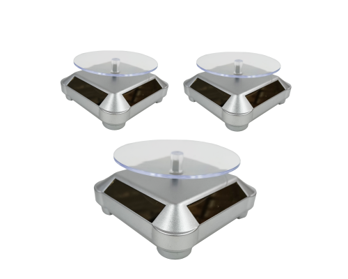 Вращающиеся подставки для товара с электроприводом с солнечной батареей, серебряные, 3 шт