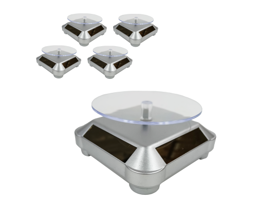 Вращающиеся подставки для товара с электроприводом с солнечной батареей, серебряные, 5 шт