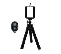 Штатив-трипод Flex-01K для телефона с гибкими ножками, черный, с кнопкой Bluetooth