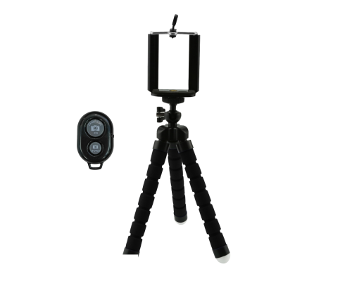 Штатив-трипод Flex-01K для телефона с гибкими ножками, черный, с кнопкой Bluetooth