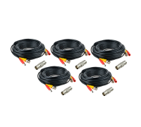 Кабель комбинированный BNC/DC-BNC/DC для видеонаблюдения длина 5 метров с переходником гнездо BNC (мама)- гнездо BNC (мама) для удлинения кабеля, 5 комплектов