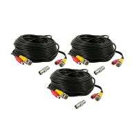 Кабель комбинированный BNC/DC-BNC/DC для видеонаблюдения длина 20 метров с переходником гнездо BNC (мама)- гнездо BNC (мама) для удлинения кабеля, 3 комплекта