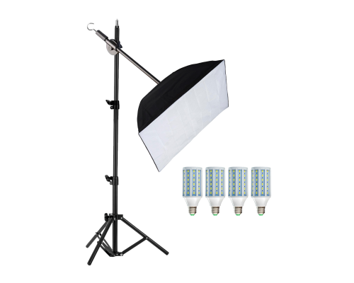 Софтбокс SBJBH35K-L4 - студийный свет на штативе с журавлём 35 см с крючком для противовеса и 4 лампочками 20W