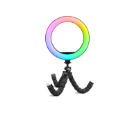 Светильник KL20- FLB RGB лампа диаметром 20 см на черном штативе с гибкими ножками