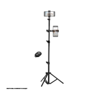 Напольная стойка штатив JBH-2DT85 с держателями для телефона до 85 мм на шарнире и на креплении зажиме с кнопкой Bluetooth