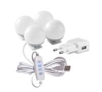 Подсветка для зеркала, 4 лампочки с регулировкой яркости, с адаптером питания