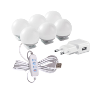 Подсветка для зеркала, 6 лампочек с регулировкой яркости, с адаптером питания