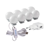 Подсветка для зеркала, 8 лампочек с регулировкой яркости, с адаптером питания