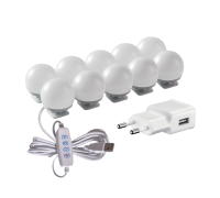 Подсветка зеркала для макияжа, набор лампочек 10 штук с адаптером питания