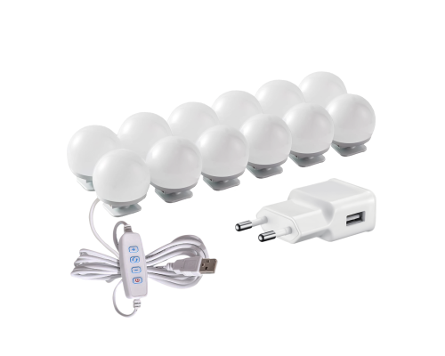 Подсветка для зеркала, 12 лампочек с регулировкой яркости с адаптером питания