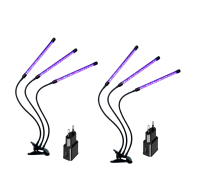 Фитолампа для растений светодиодная из 3 панелей с регулируемым зажимом и адаптером питания, 2 шт