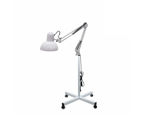 Светильник напольный белый ASP-NS, абажур средний на пантографе и напольной стойке на колесах