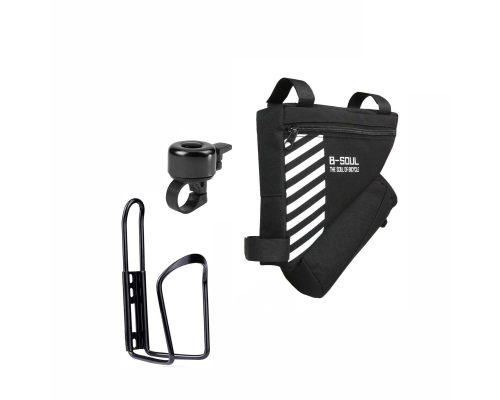 Велонабор VS-BFZV-01 из велосумки на раму, флягодержателя и звонка для велосипеда