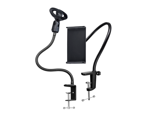 Держатель для ручного микрофона на гибкой основе со струбциной и гибкий черный держатель GDTS-25 для планшета и телефона до 25 см на усиленной струбцине