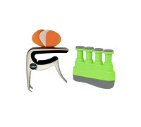 Эспандер зеленый тренажер гитарный и каподастр для гитары, укулеле