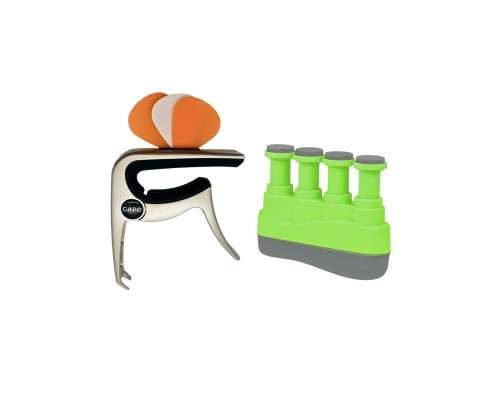 Эспандер зеленый тренажер гитарный и каподастр для гитары, укулеле