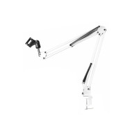 Настольная стойка PSW-B для микрофона, пантограф белый на усиленной струбцине с держателем бочонок