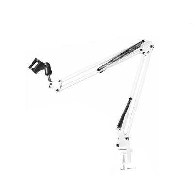 Настольная стойка PSW-B для микрофона, пантограф белый на усиленной струбцине с держателем бочонок