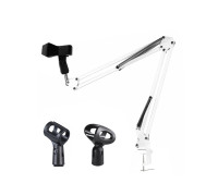Настольная стойка PSW-3DM пантограф белый на усиленной струбцине с 3 держателями для микрофона
