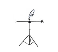 Напольный усиленный штатив LS-63K-DT с кольцевой led лампой 54 см, крючком для противовеса и 3 держателями телефона для горизонтальной съемки